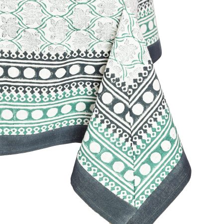 Azureous Lotus Block Printed Table Cover - Image 2