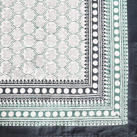 Azureous Lotus Block Printed Table Cover - Image 4