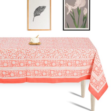 Orange Lamium maculatum Block Printed Table Cover