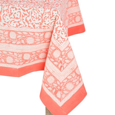 Orange Lamium maculatum Block Printed Table Cover - Image 2