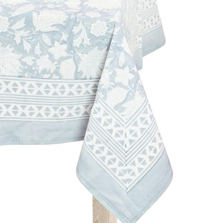 Blue PrimrRose Block Printed Table Cover - Image 2