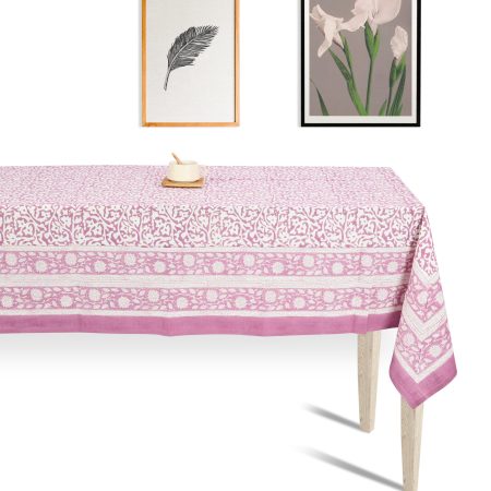 Pink Lamium maculatum Block Printed Table Cover