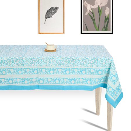Blue Lamium maculatum Block Printed Table Cover