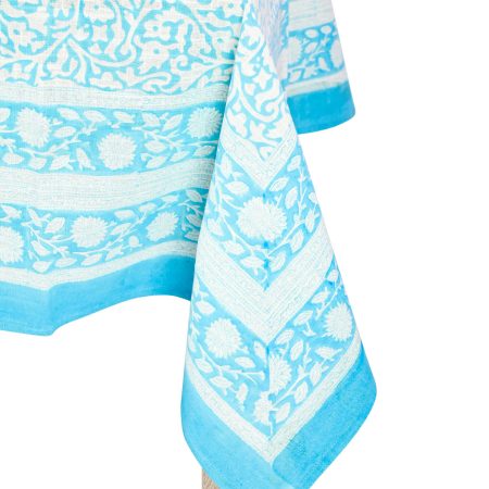 Blue Lamium maculatum Block Printed Table Cover - Image 2