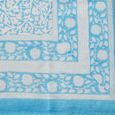 Blue Lamium maculatum Block Printed Table Cover - Image 4