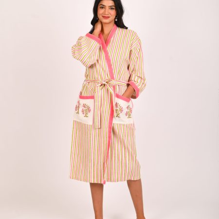 Alpine Pink Block Printed Bathrobe - Image 2