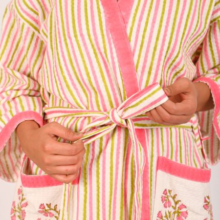 Alpine Pink Block Printed Bathrobe - Image 4