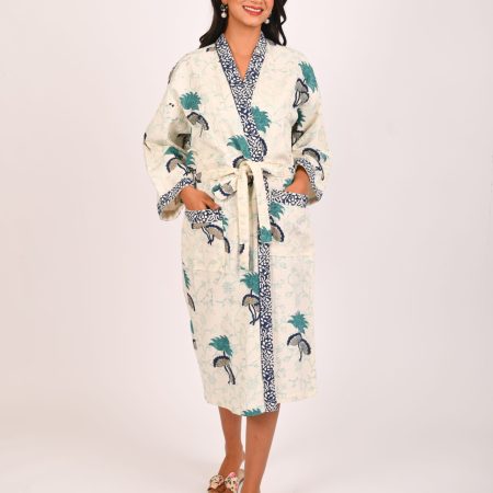 Bluebell Block Printed Bathrobe - Image 3