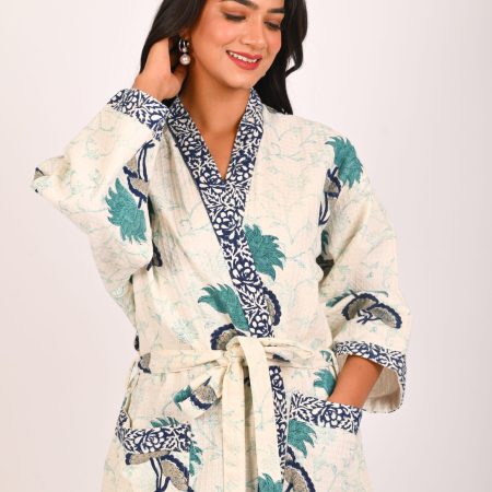 Bluebell Block Printed Bathrobe - Image 4
