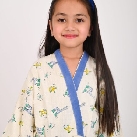 Blue Boogie Block Printed Bathrobes - Image 2