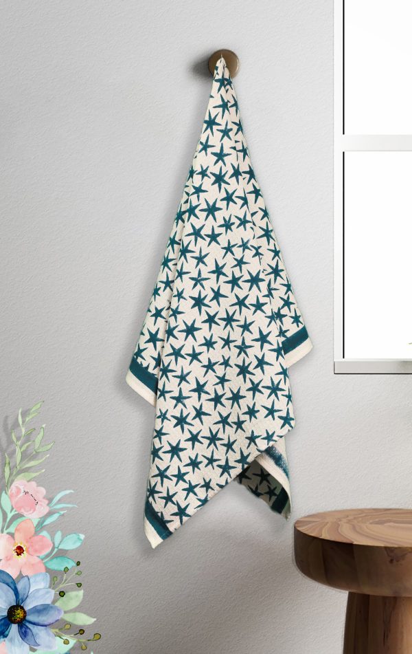 Blue Alpha Star Block Printed Kids Bath Towels