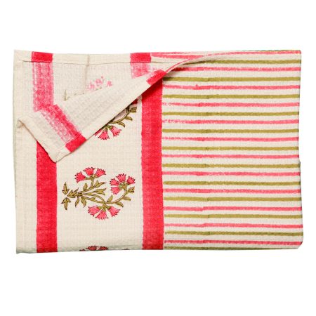 Alpine Pink Block Printed Bath Towel - Image 3
