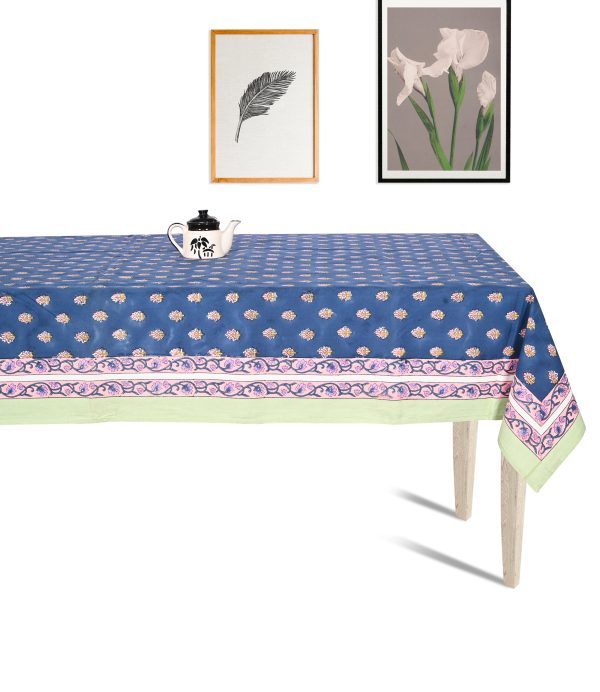 Blue Drops Block Printed Table Cover