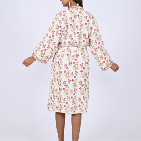 Pink Rally Flower Block Printed Bathrobe - Image 4
