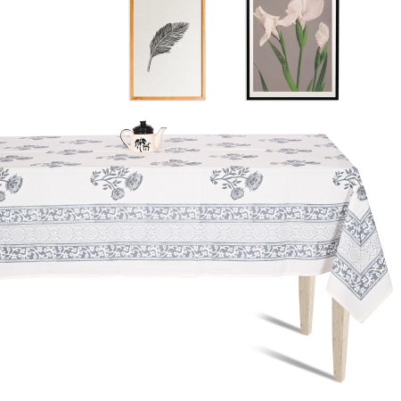 Winter Moss Block Printed Table Cover