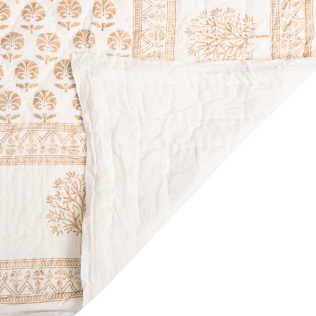 Golden Rose Block Printed Cotton Quilt - Image 3