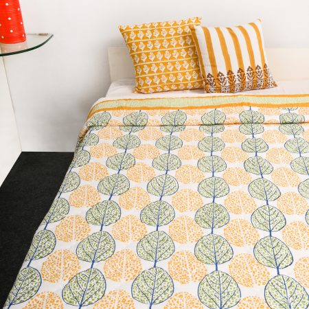 Limeade Block Printed Cotton Quilt - Image 2