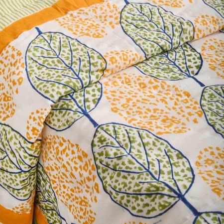 Limeade Block Printed Cotton Quilt