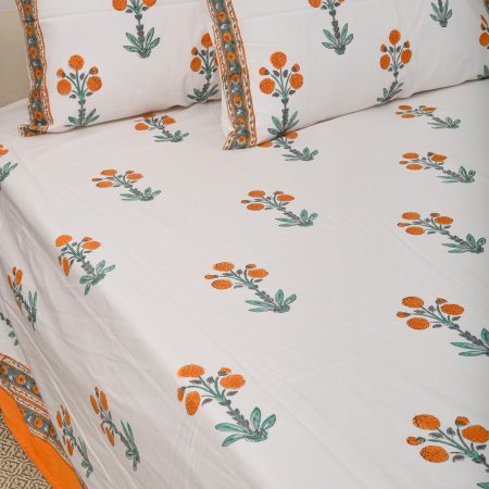 Autumn Blaze Block Printed Bedsheet