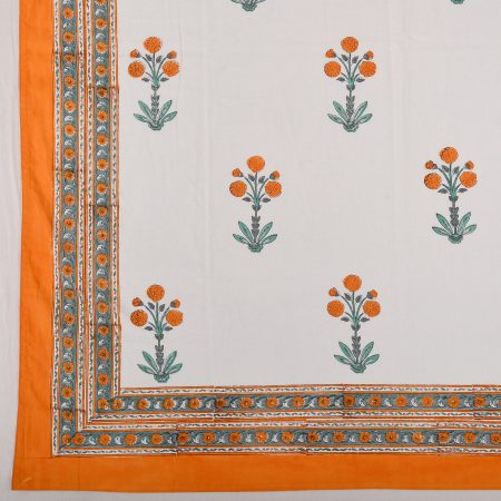 Autumn Blaze Block Printed Bedsheet - Image 3