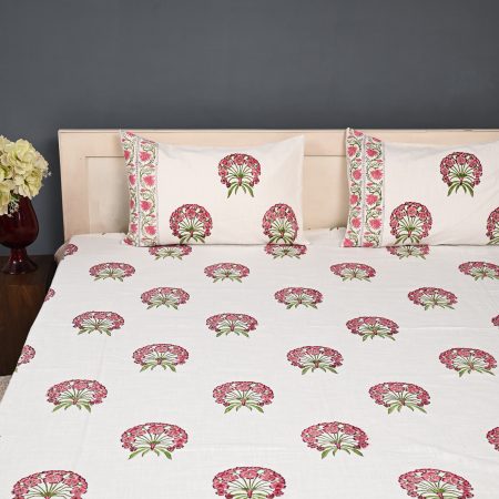 Wild Aster Block Printed , Jacquard Bedcover - Image 4