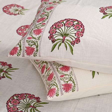 Wild Aster Block Printed , Jacquard Bedcover - Image 3