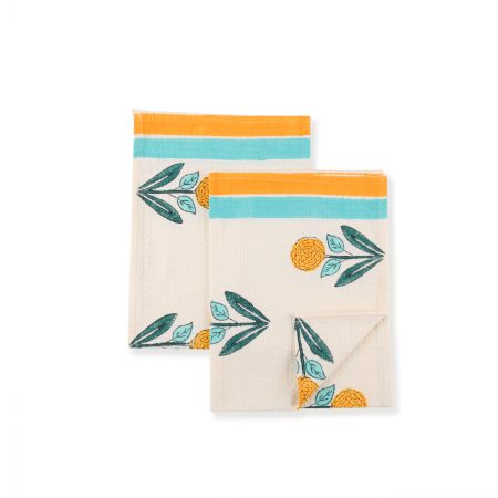 Norse Blue Hand Block Printed Hand Towels - Image 3