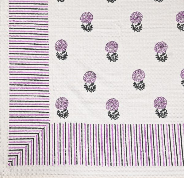 Purple Gumdrop  Block Printed , Jacquard Bedcover - Image 3
