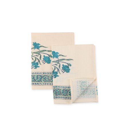 Moon Flower Hand Block Printed Hand Towels - Image 3