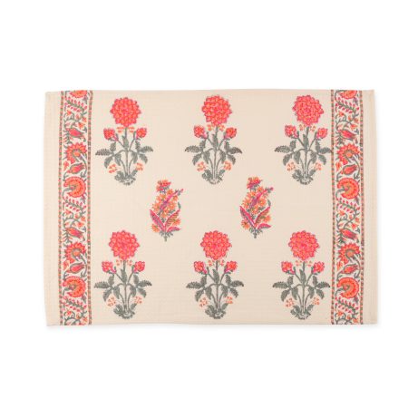 Prairie Peach Rose Hand Block Printed Hand Towels - Image 2