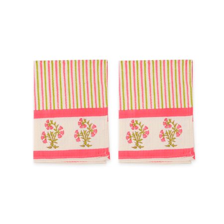 Alpine Pink Hand Block Printed Hand Towels - Image 3