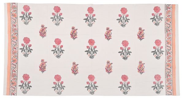 Prairie Peach Rose Block Printed Bath Towel - Image 3