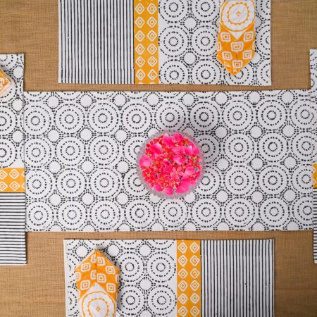Plum Kitten Block Printed Placemat & Napkin Set - Image 2