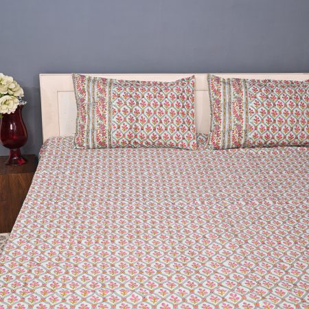 Pink Crown Block Printed Bedsheet - Image 2