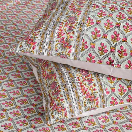 Pink Crown Block Printed Bedsheet - Image 4