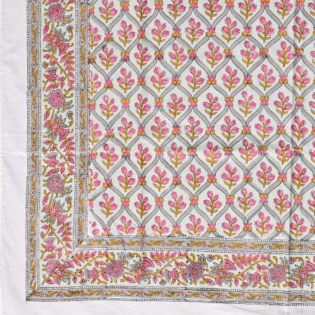 Pink Crown Block Printed Bedsheet - Image 3
