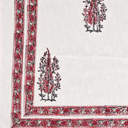Oyster Red Block Printed , Jacquard Bedcover - Image 4