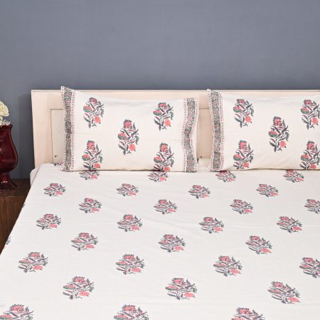 Mystic Orange Block Printed , Jacquard Bedcover - Image 3