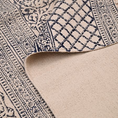 Blue Shadow Hand Block Printed Dhurries - Image 2