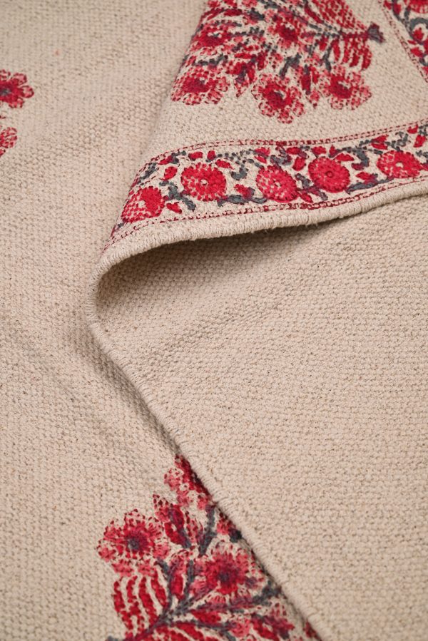 Pike's Pink Hand Block Printed Dhurries - Image 2
