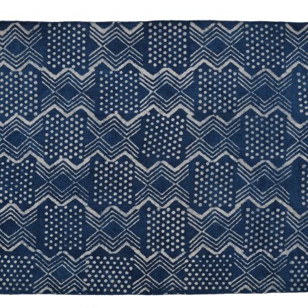 Dark Denim Hand Block Printed Dhurries - Image 2