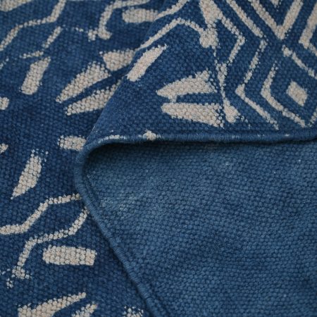 Directoire Blue Hand Block Printed Dhurries - Image 3