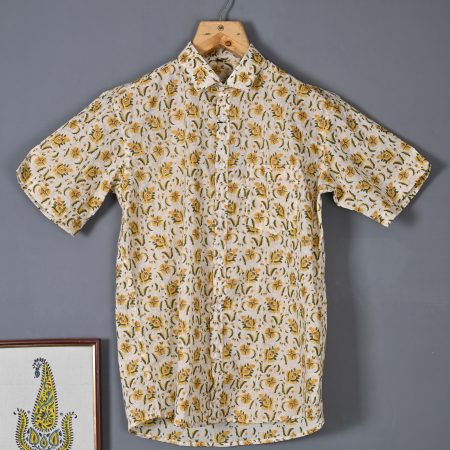 Rococco Yellow cotton Handcrafted shirt