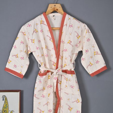 Pink Boogie Block Printed Bathrobes