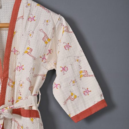 Pink Boogie Block Printed Bathrobes - Image 2