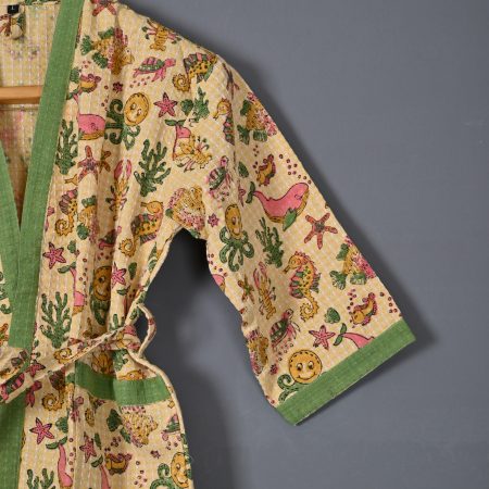 Yellow Seahorse Block Printed Bathrobes - Image 2