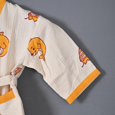 Yellow Dolphin Block Printed Bathrobes - Image 2