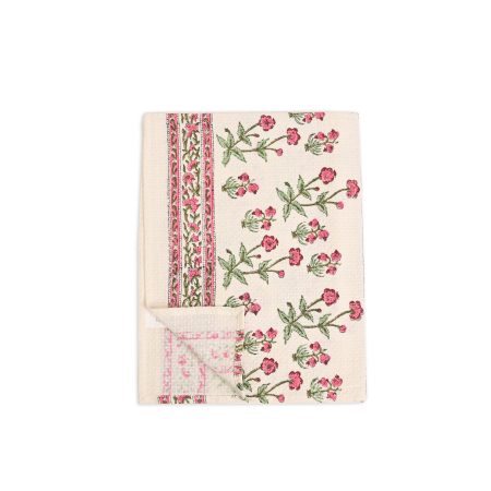 Pink Rally Flower Block Printed Bath Towel - Image 3