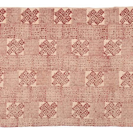Red Cosmos Hand Block Printed Dhurries - Image 2