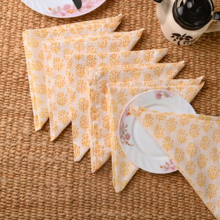 Dusky Citron Block Printed Placemat & Napkin Set - Image 2